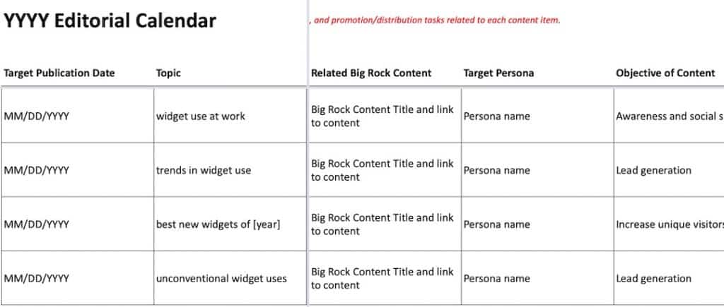 editorial calendar