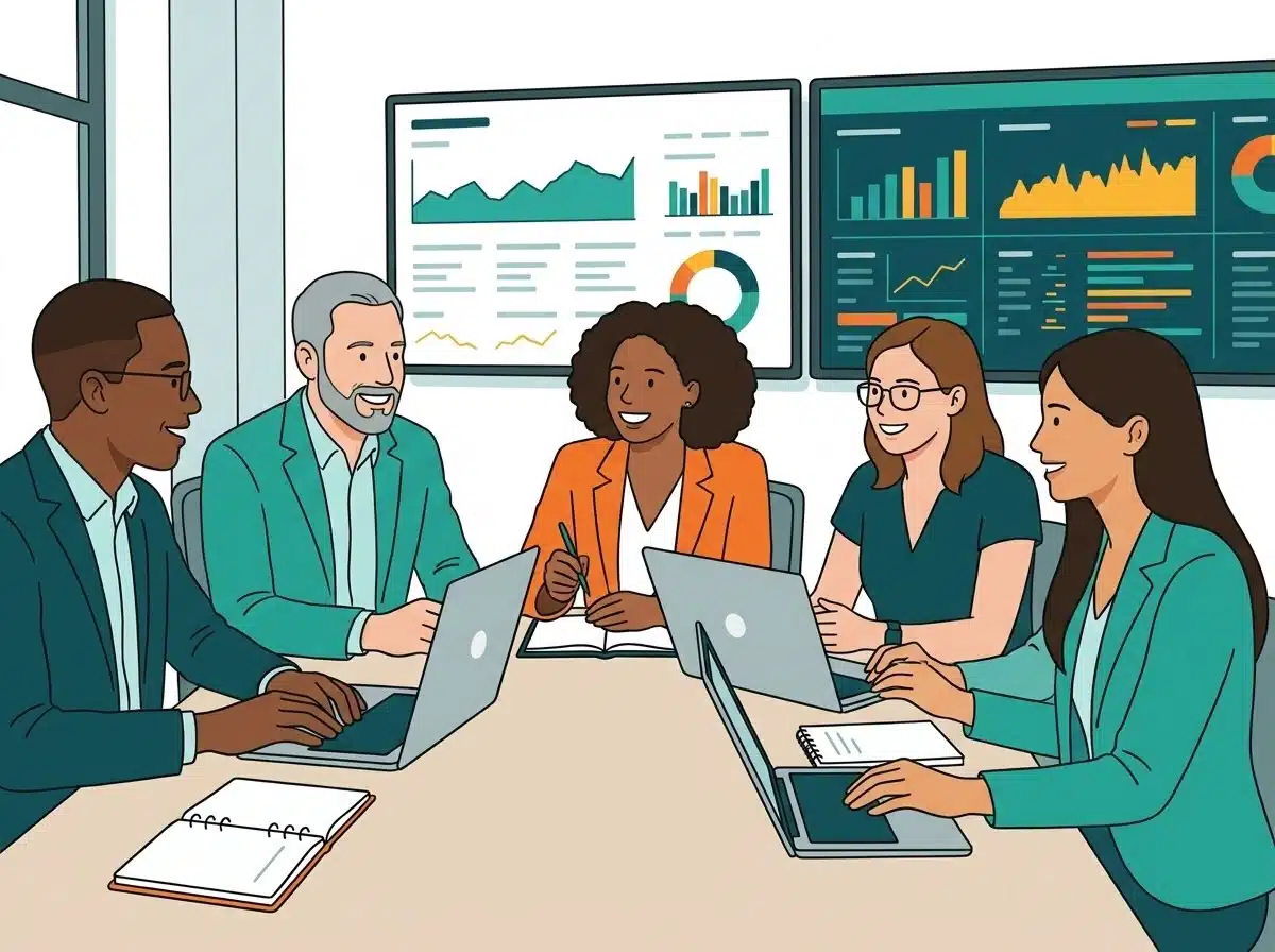 illustration of a b2b team meeting