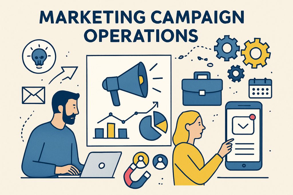 Tangled tech stack illustration showing integration complexity - marketing campaign operations