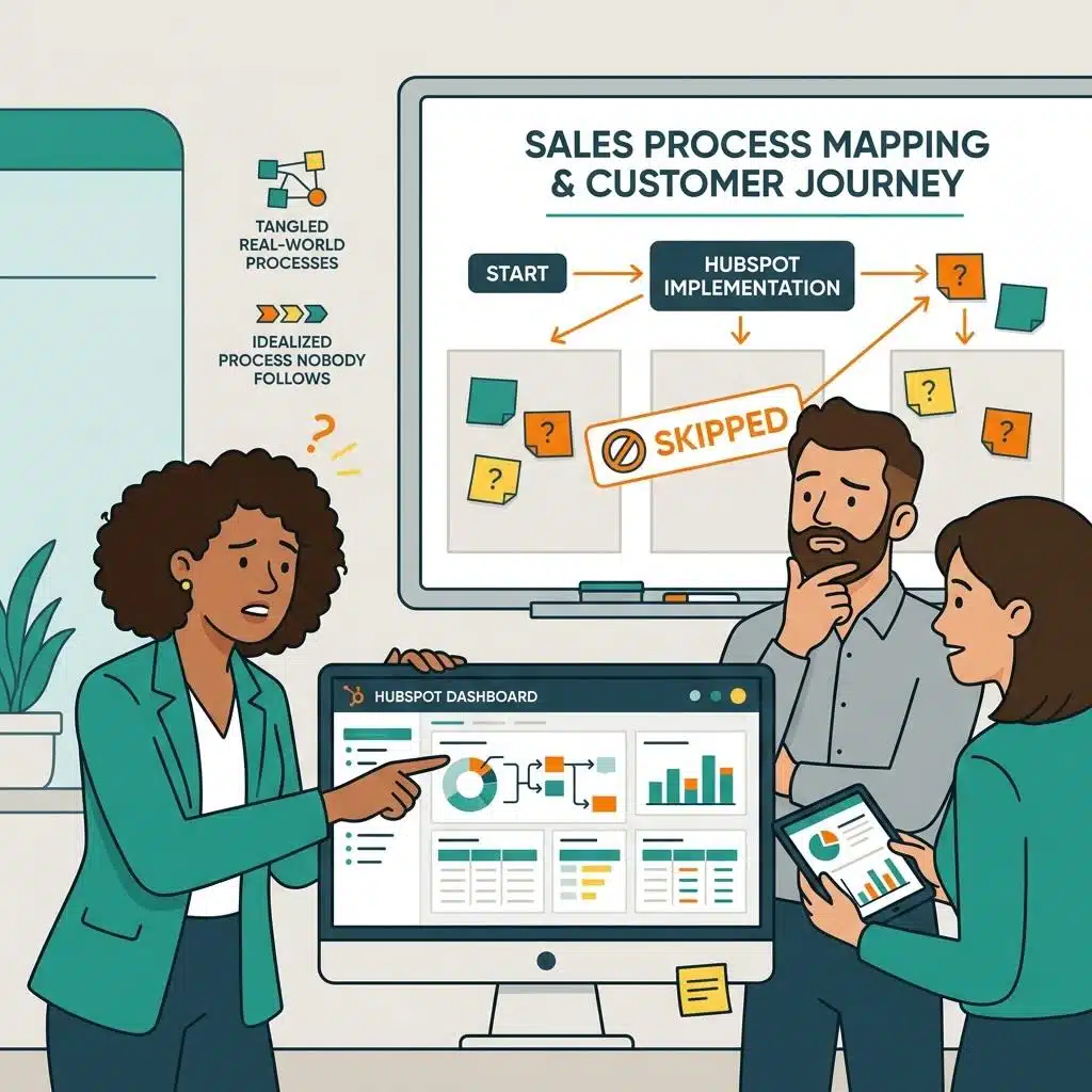skipped-processes mistake: skipping sales process and customer journey mapping when setting up HubSpot